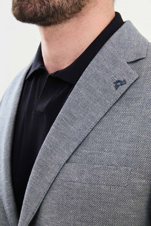 Dark Blue Color Casual Men's Linen Blazer