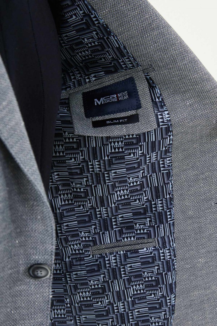 Dark Blue Color Casual Men's Linen Blazer
