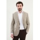 Ekoseli Bej Slim Fit Mono Yaka Klasik Erkek Ceket