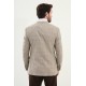 Ekoseli Bej Slim Fit Mono Yaka Klasik Erkek Ceket