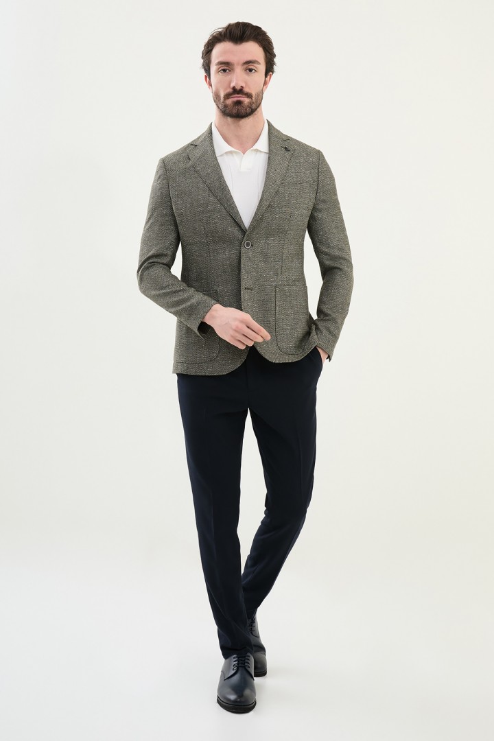 Khaki Color Casual Men's Linen Blazer