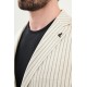 Black Color Casual Men's Linen Striped Blazer