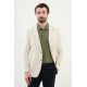 Khaki Color Casual Men's Linen Striped Blazer