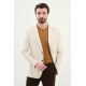 Beige Color Casual Men's Linen Striped Blazer