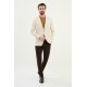 Beige Color Casual Men's Linen Striped Blazer