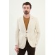 Beige Color Casual Men's Linen Striped Blazer