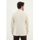Beige Color Casual Men's Linen Striped Blazer
