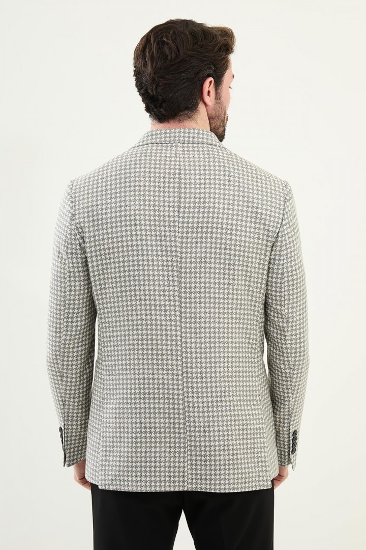 Black Color Casual Houndstooth Pattern Men's Blazer