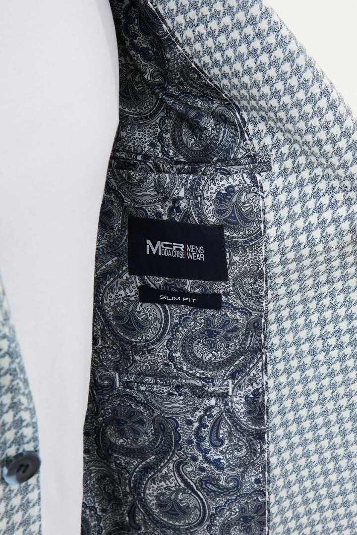 Dark Blue Color Casual Houndstooth Pattern Men's Blazer
