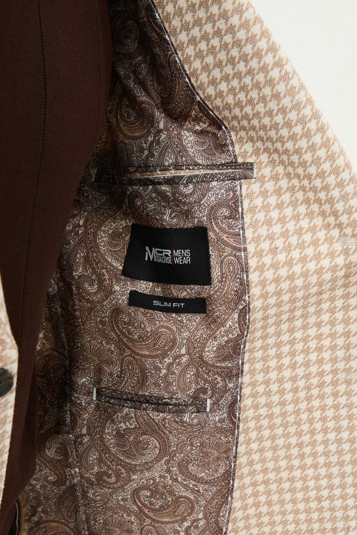 Beige Color Casual Houndstooth Pattern Men's Blazer