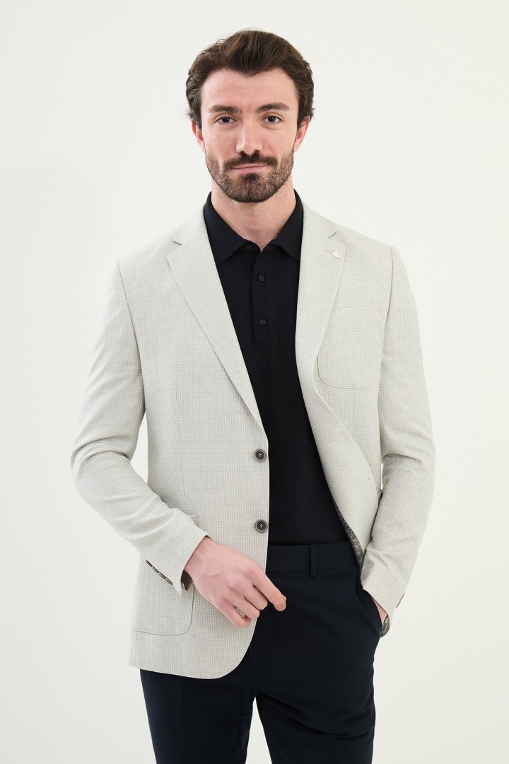 Grey Color Check Pattern Design Casual Men's Blazer