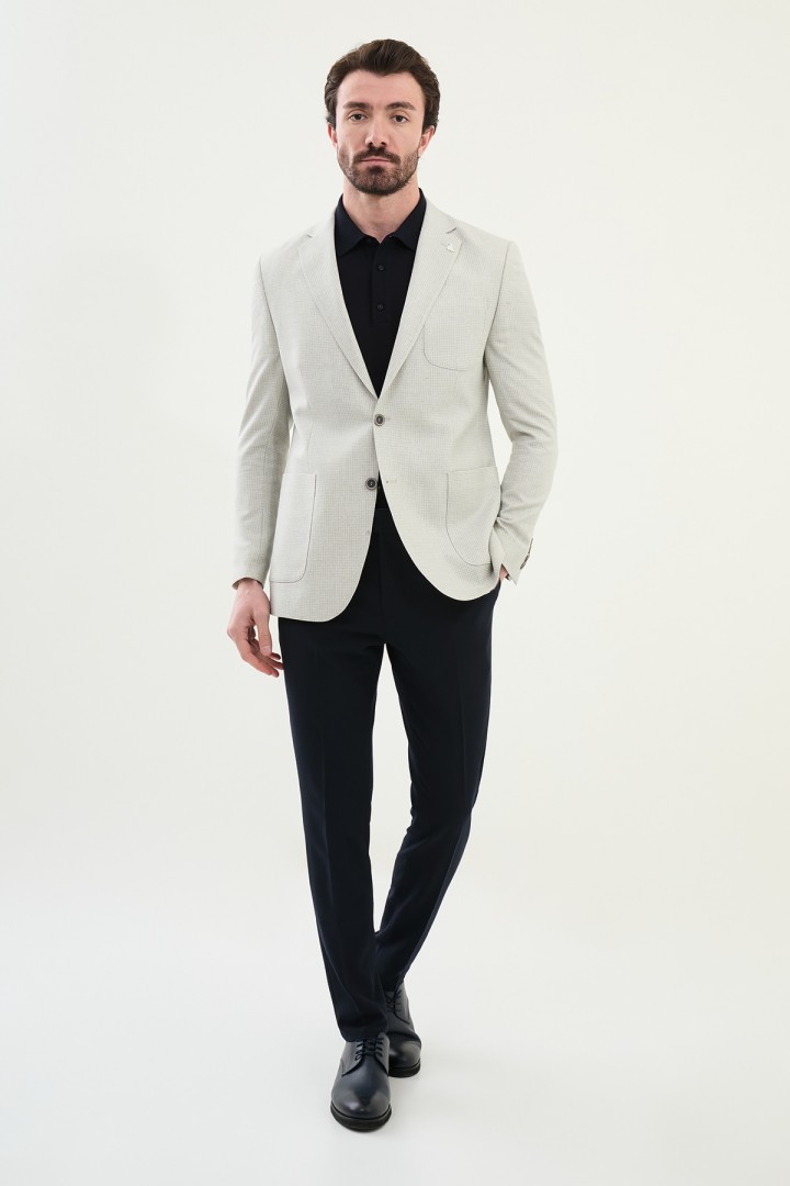 Grey Color Check Pattern Design Casual Men's Blazer
