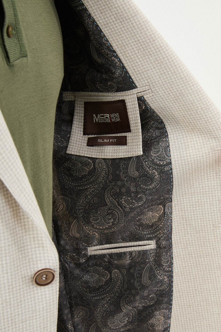 Beige Color Check Pattern Design Casual Men's Blazer