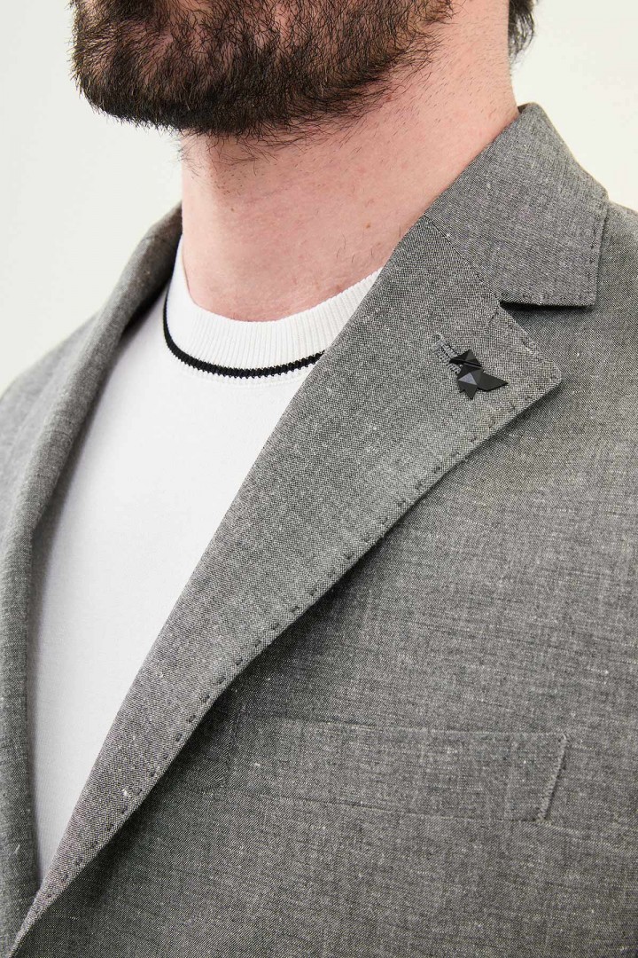 Black Color Casual Linen Men's Blazer