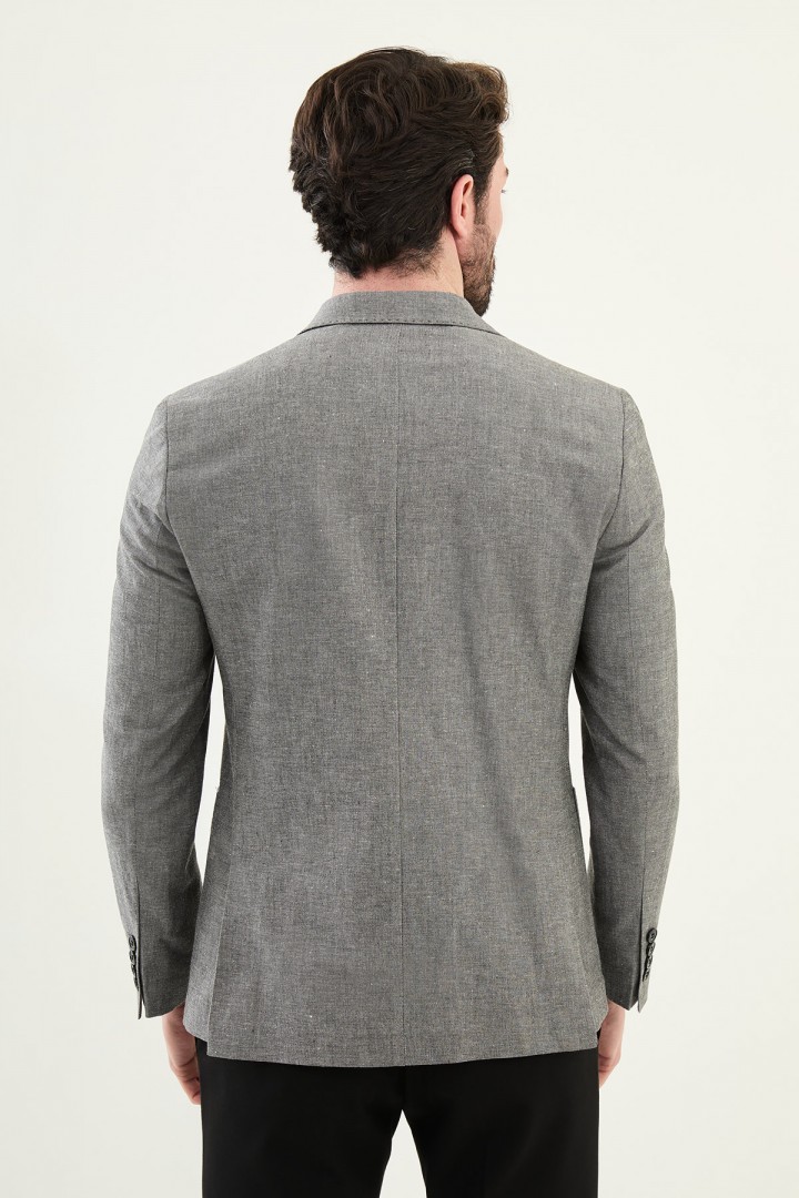 Black Color Casual Linen Men's Blazer