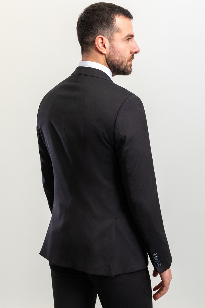 Black Color Double Breasted Design Classic Premium Wool Suit