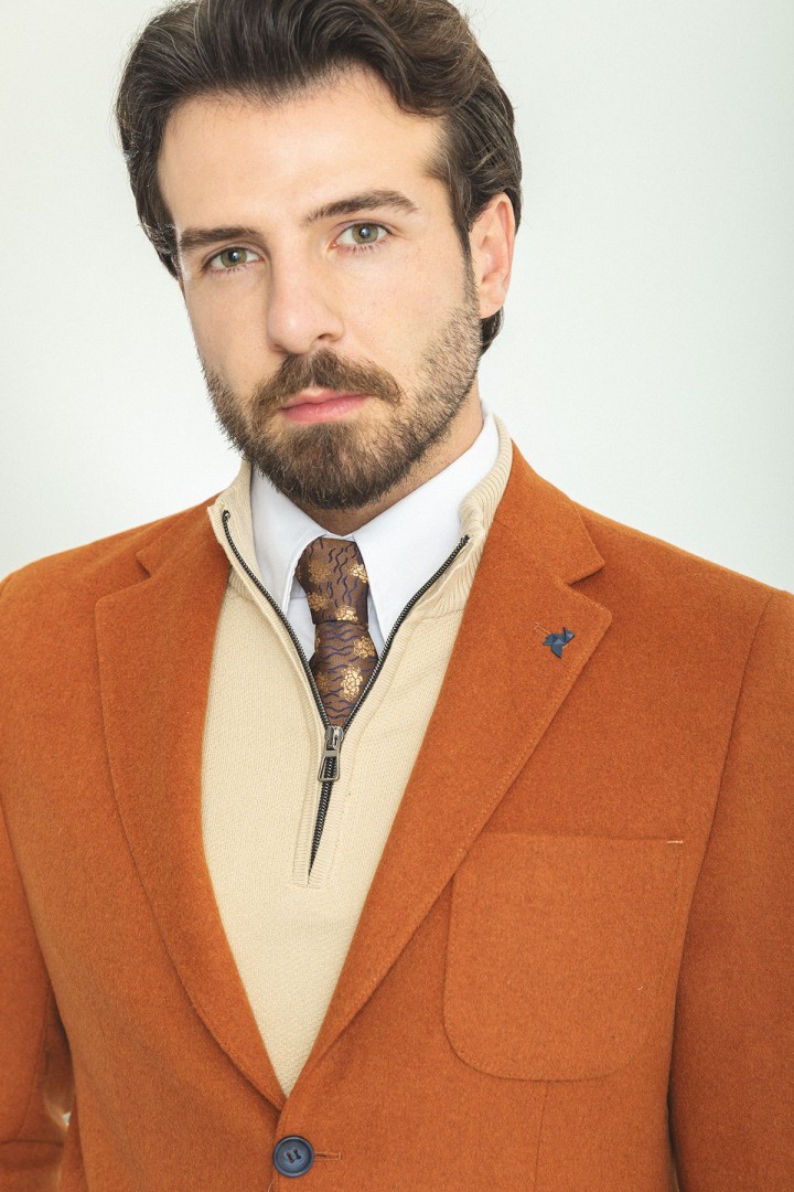 Tile Color Hanging Pocket Design Classic Premium Wool Blazer
