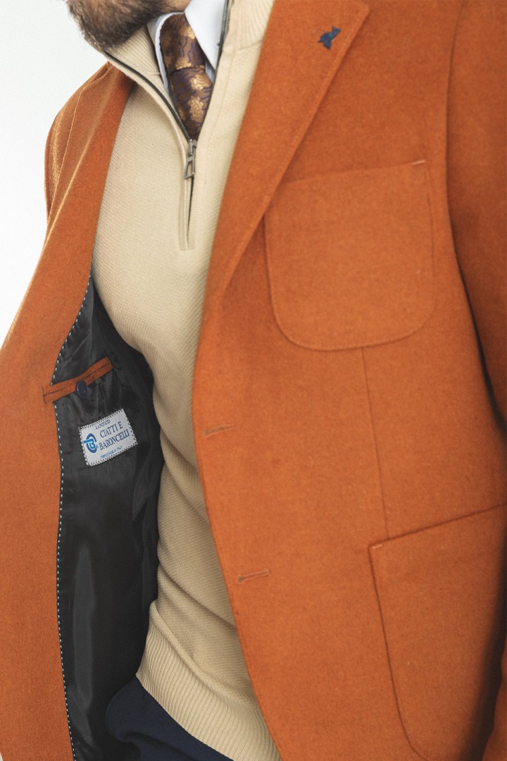 Tile Color Hanging Pocket Design Classic Premium Wool Blazer