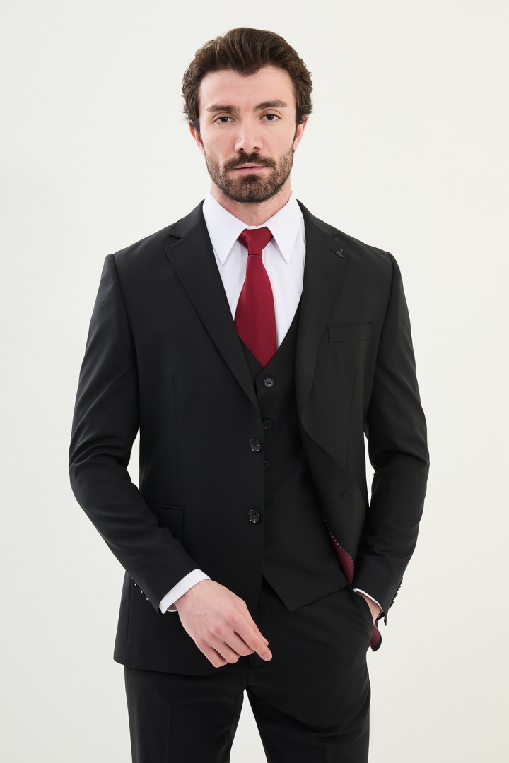 Black Color Classic Wool Suit