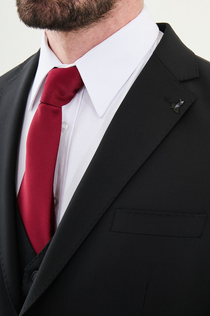 Black Color Classic Wool Suit