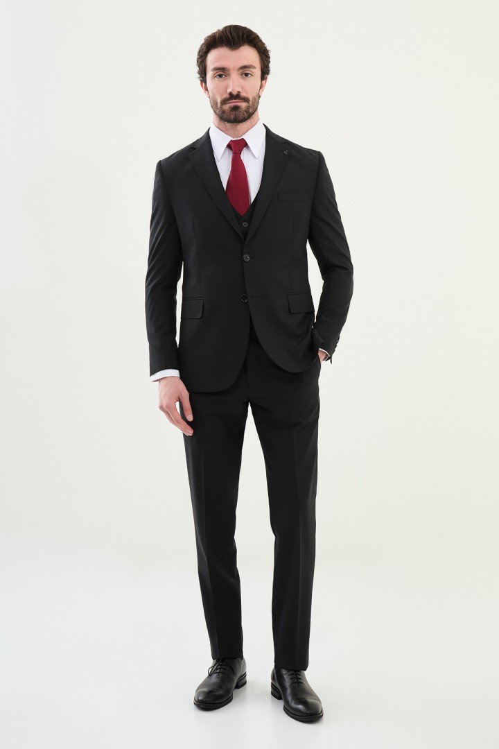 Black Color Classic Wool Suit