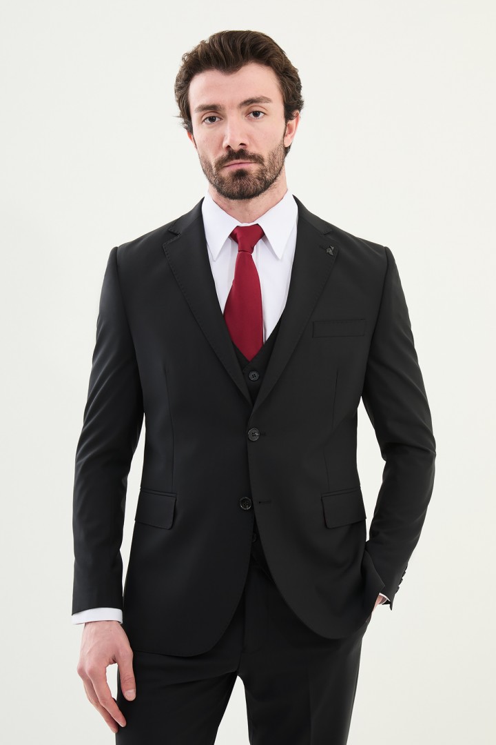 Black Color Classic Wool Suit