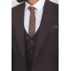 Claret Red Color Check Patterned Design Casual Men's Suit