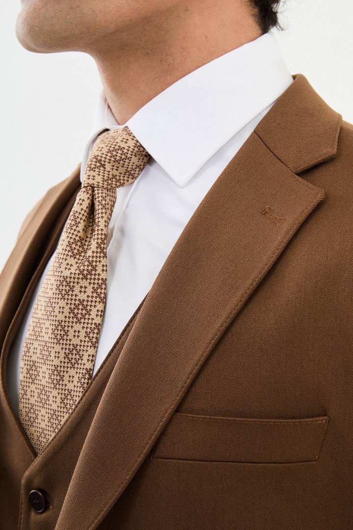 Camel Color Classic Wool Men's Suit