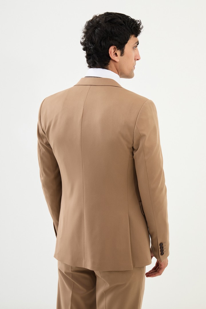 Beige Color Classic Wool Men's Suit