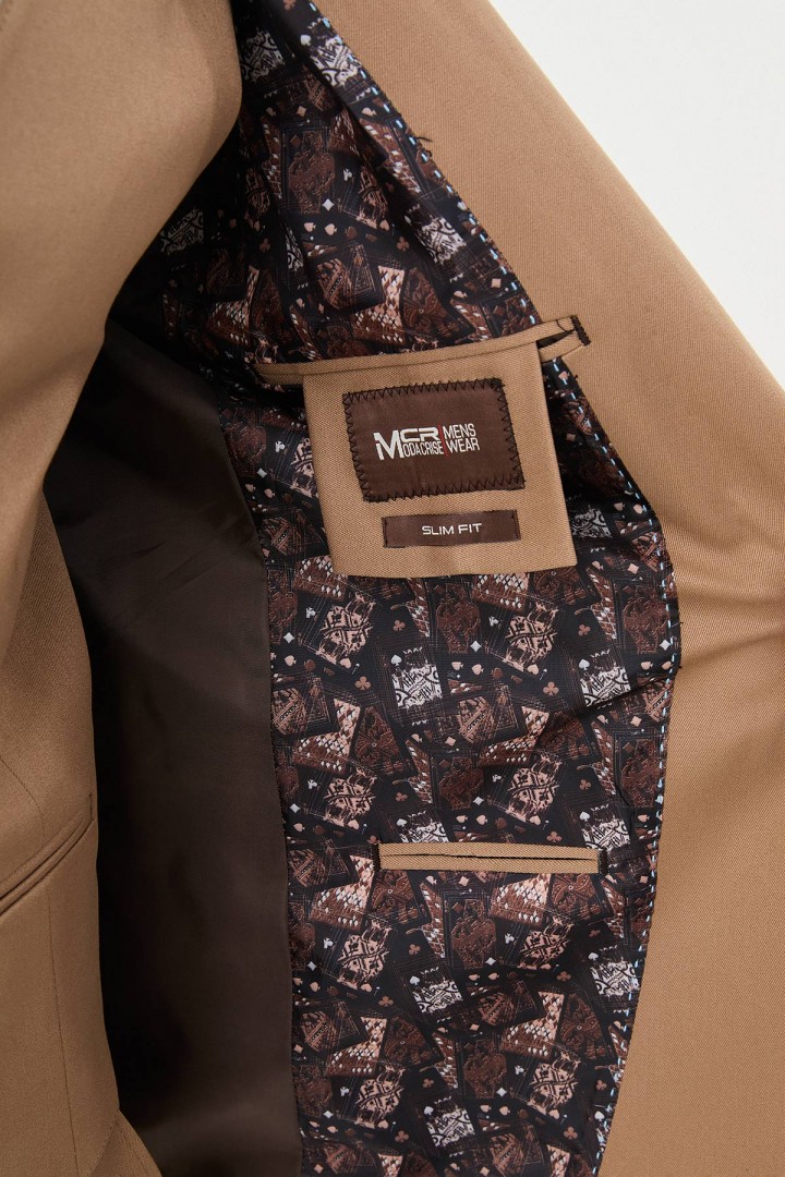 Beige Color Classic Wool Men's Suit