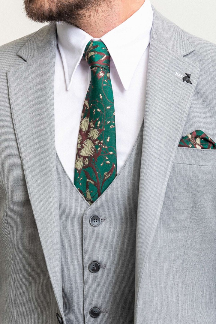 Grey Cotton Fabric Classic Men's Suit