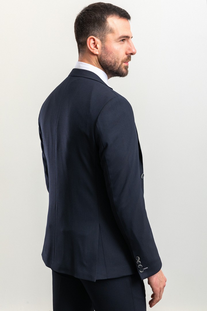 Dark Blue Cotton Fabric Classic Men's Suit