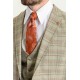 Beige Color Linen Fabric Check Patterned Design Casual Men's Suit