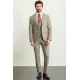Beige Color Linen Fabric Check Patterned Design Casual Men's Suit