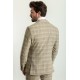 Beige Color Linen Fabric Check Patterned Design Casual Men's Suit