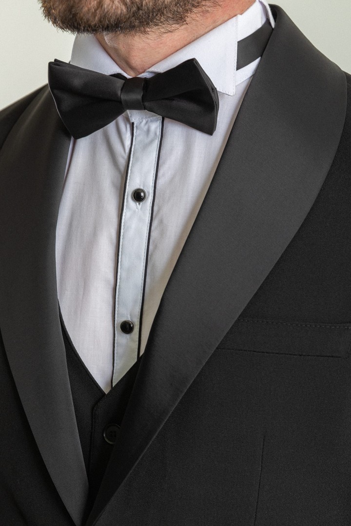 Black Color Shawl Collar Classic Wool Men's Tuxedo