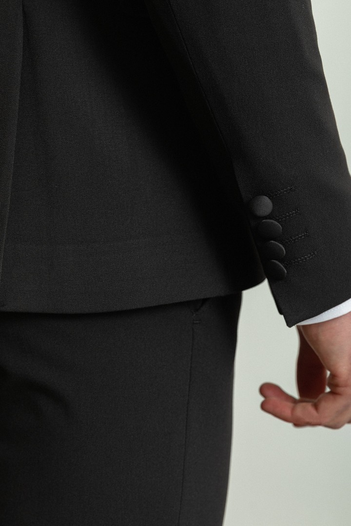 Black Color Shawl Collar Classic Wool Men's Tuxedo