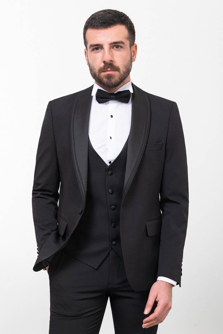 Black Color Classic Men's Tuxedo