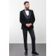 Black Color Figured Design With Satin Fabric Classic Men's Tuxedo