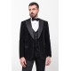 Black Color Figured Design With Satin Fabric Classic Men's Tuxedo