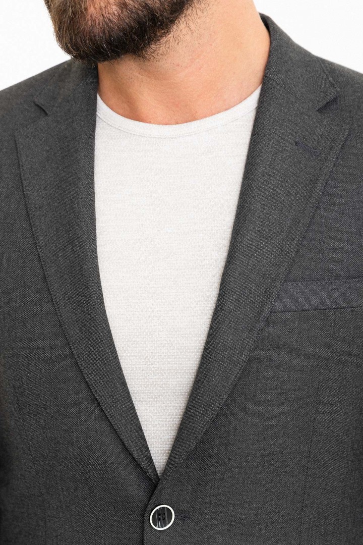 Anthracite Color Corded Pants Design Casual Wool Men's Suit