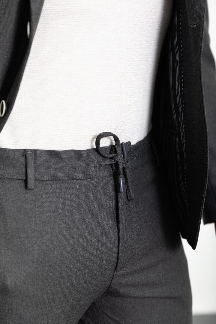 Anthracite Color Corded Pants Design Casual Wool Men's Suit