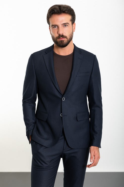 Dark Blue Color Corded Pants Design Casual Wool Men's Suit