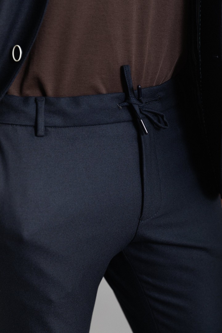 Dark Blue Color Corded Pants Design Casual Wool Men's Suit