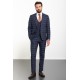 Dark Blue Color Check Patterned Design Classic Wool Men's Suit