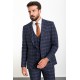 Dark Blue Color Check Patterned Design Classic Wool Men's Suit