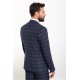 Dark Blue Color Check Patterned Design Classic Wool Men's Suit