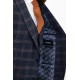 Dark Blue Color Check Patterned Design Classic Wool Men's Suit