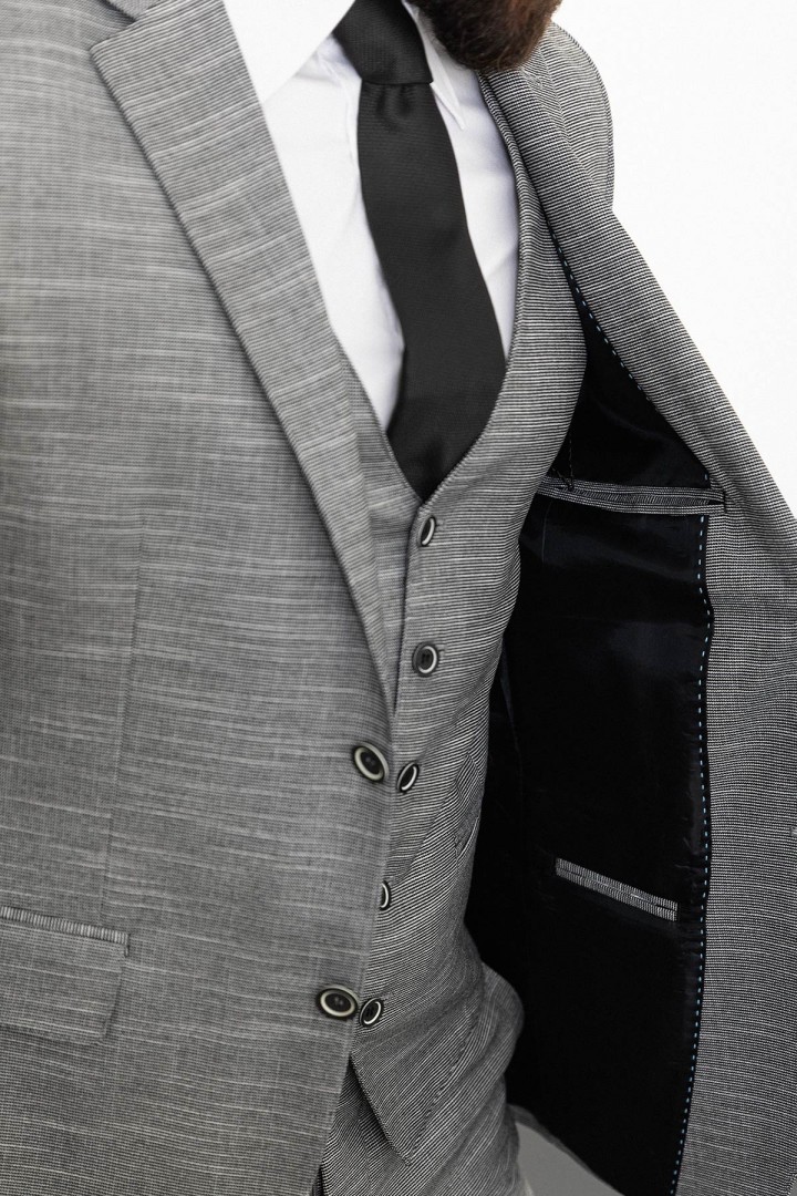 Black Color Dobby Design Classic Men's Cotton Suit