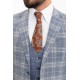 Dark Blue And Beige Color Check Patterned Design Casual Linen Men's Suit